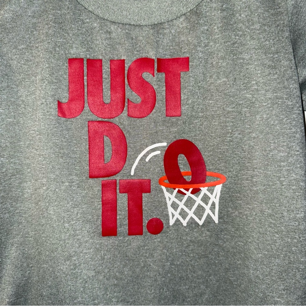 Nike Gray and Red Short Sleeve Tee with Sporty Graphic - Picture 2 of 5